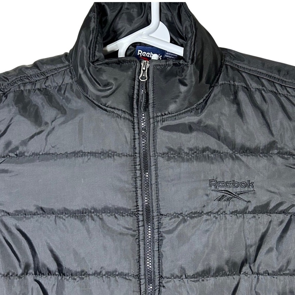 Reebok Puffer Jacket Lightweight Full Zip Padded Coat Black Mens M EUC‎